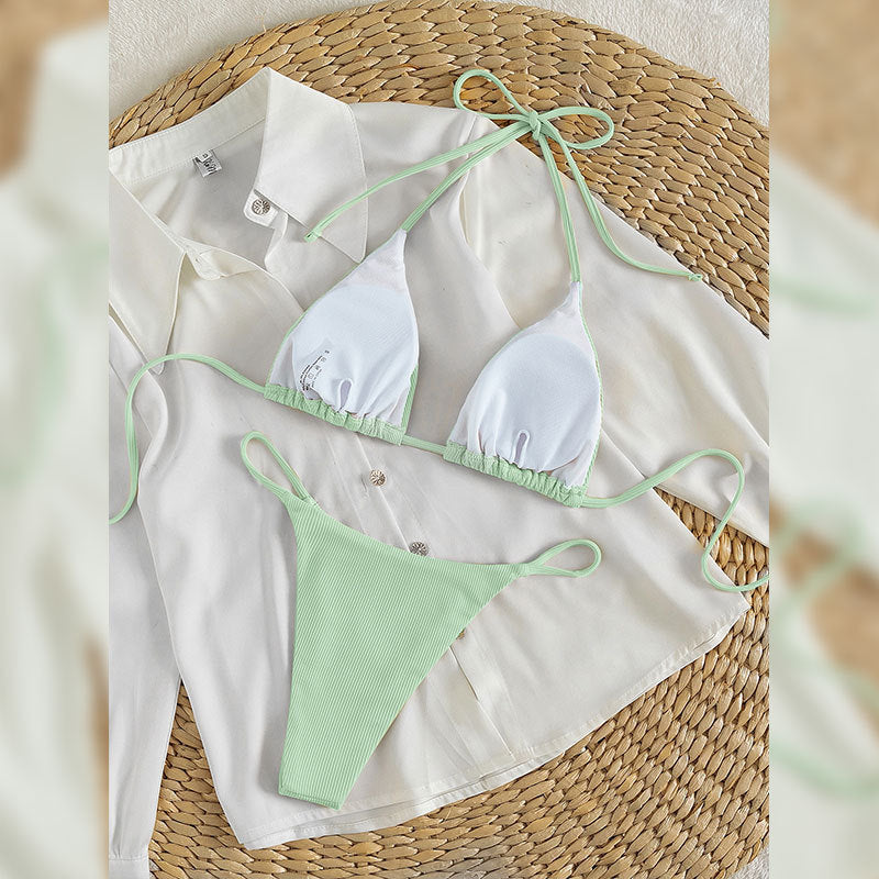Dame trekant bikini med justerbare stropper og ribbet tekstur Skovae