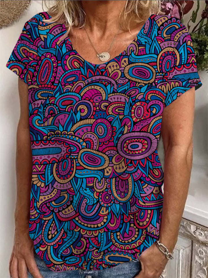 Dame Loose Bluse med farverigt paisleymønster Skovae