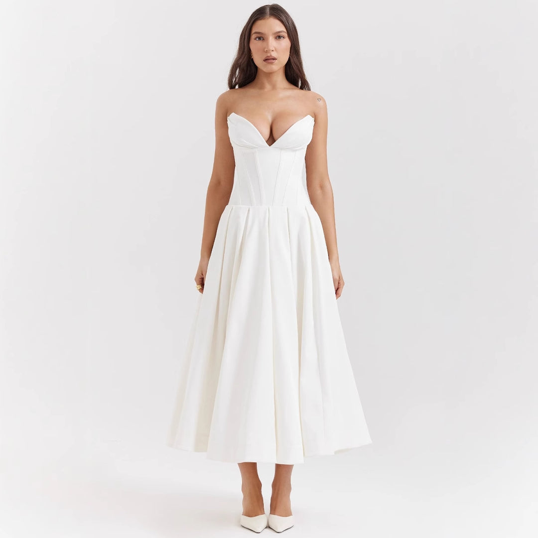 Kvinders Couture Maxi Kjole med elegant sweetheart udskæring og flagrende nederdel Stilla