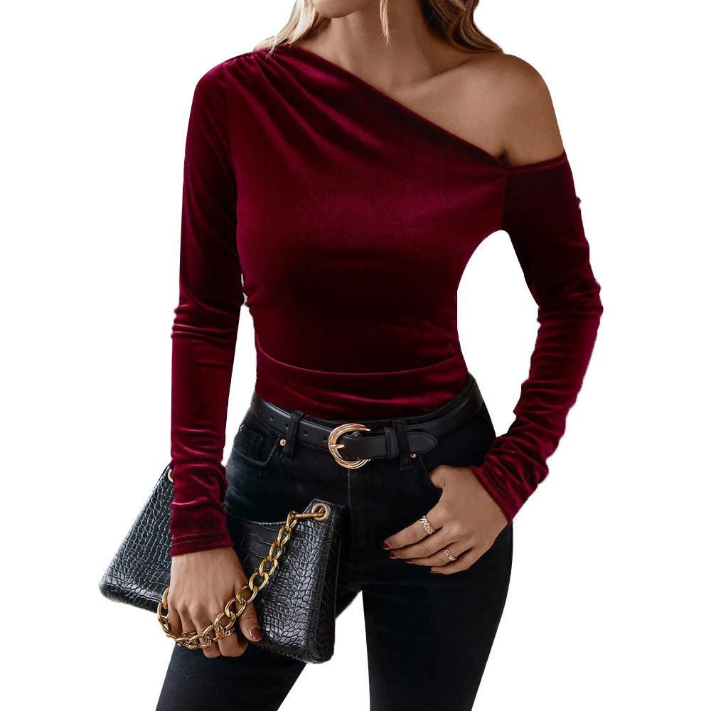 Kvindernes elegante en-skulder bodysuit lavet af velour Stilla