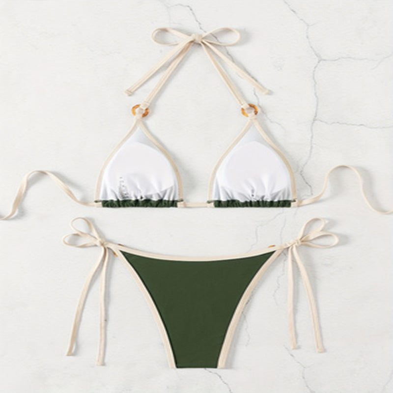 Dame triangel-bikini med elegante gyldne accenter Skovae