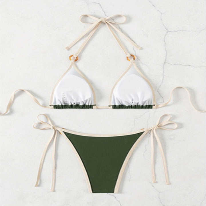 Dame triangel-bikini med elegante gyldne accenter Skovae