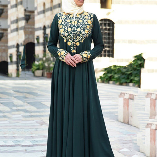 Dame Elegant Maxi-kjole med blomsterdetalje og lange ærmer Stilla
