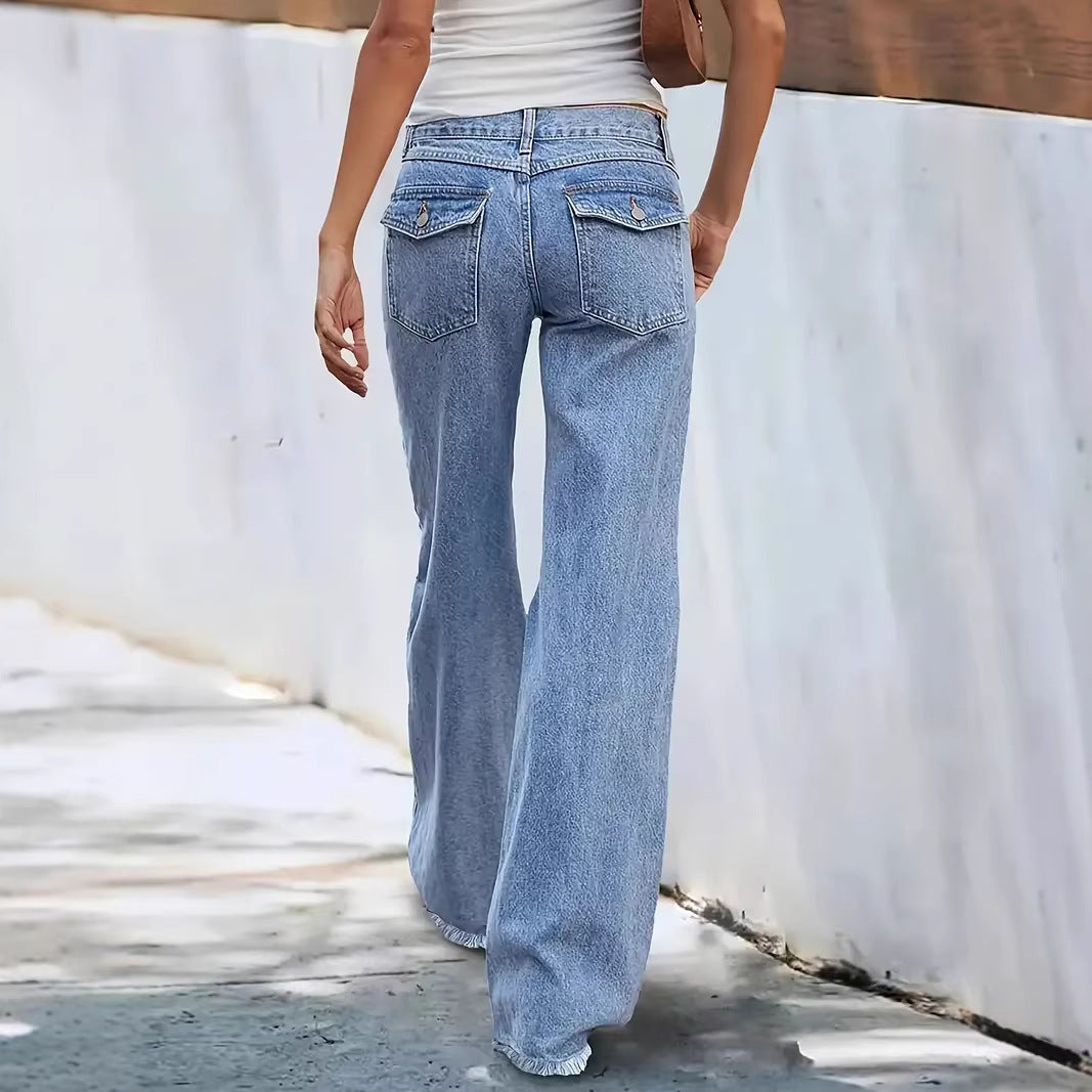 Dame brede jeans med rå kant Skovae
