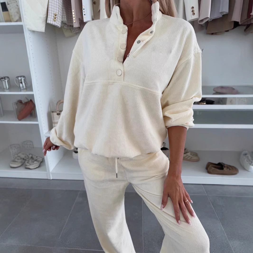Dame Fleece-husdragt med knapliste Stilla