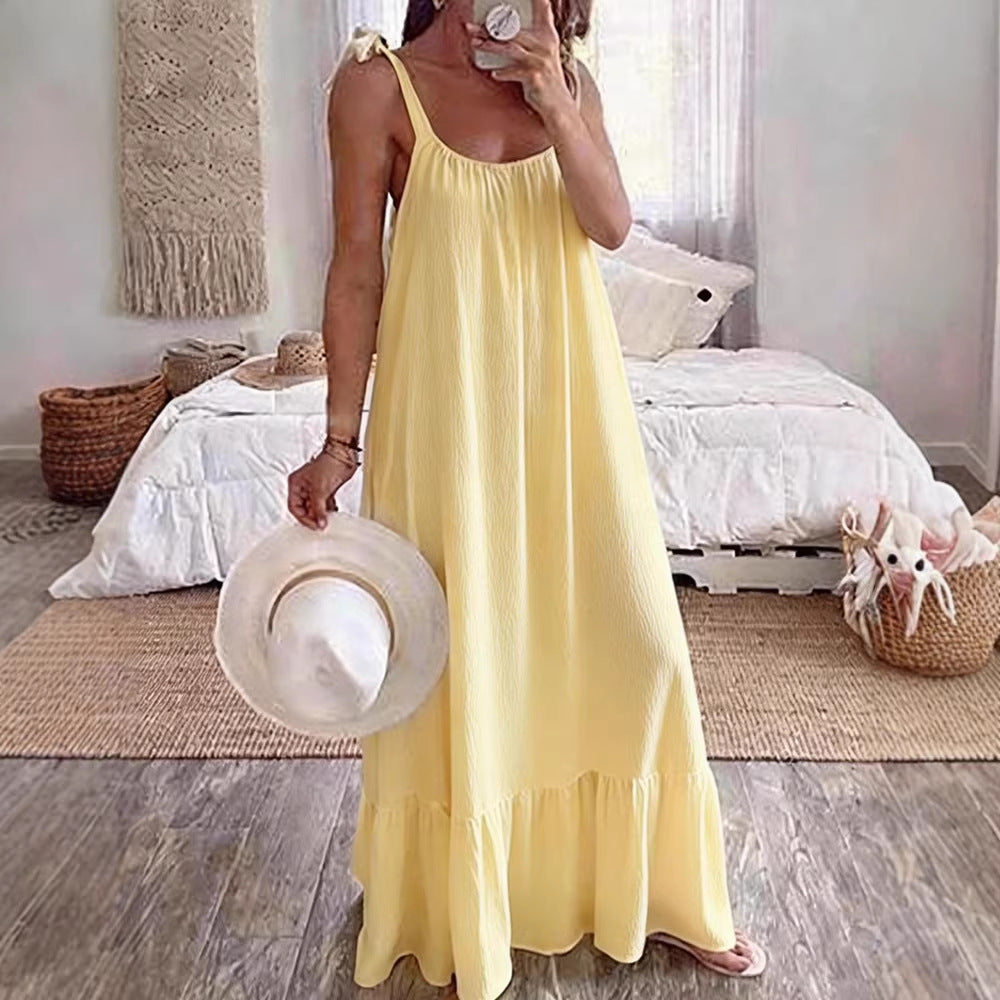 Dame maxikjole med strapless design Skovae