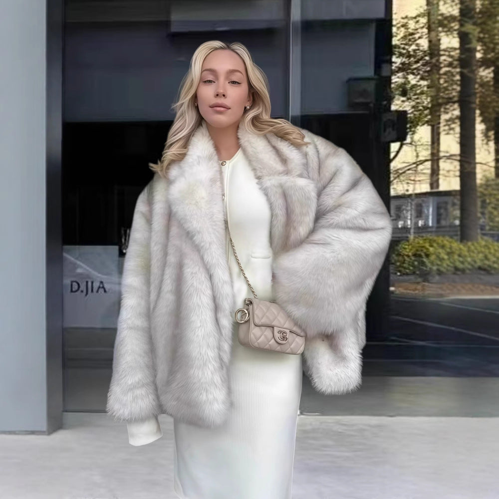 Dame Elegant Oversize-Faux Fur Jakke med luksuriøst indersøm og tykke, blødt foret ærmer Stilla