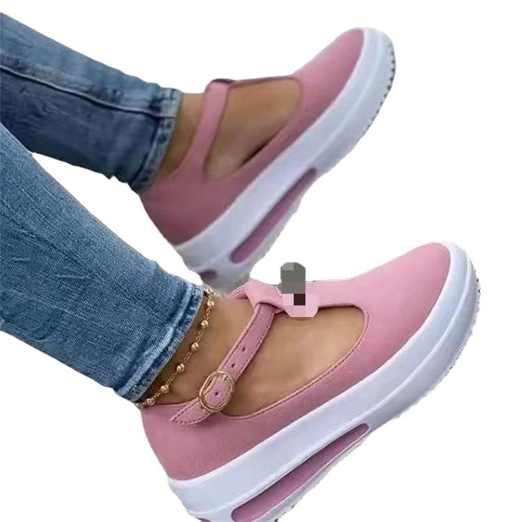 Dame mode Plateau-sneakers med justerbar rem og åndbar sål Stilla