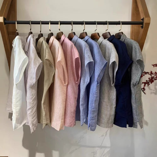 Femme Kortærmet Afslappet Fit Button-Up Skjorte Stilla