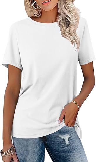 Dame løs Basic T-shirt med Rund halsudskæring Stilla