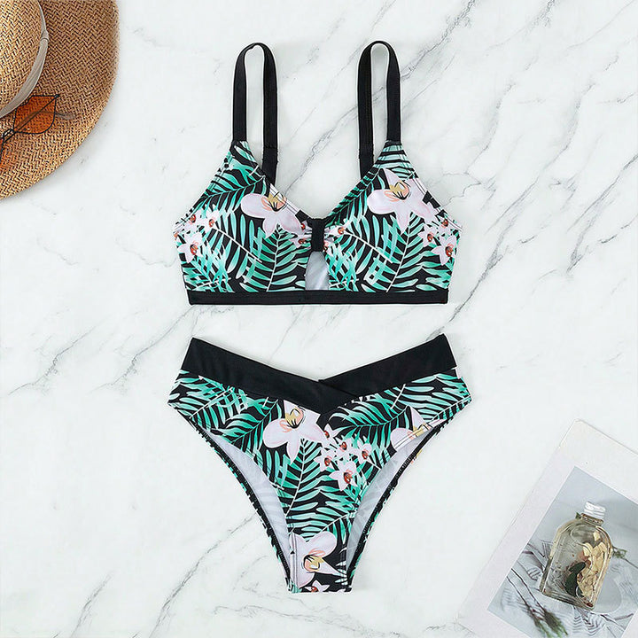 Damer Bikini-Sæt med blomstret design og justerbare stropper Skovae