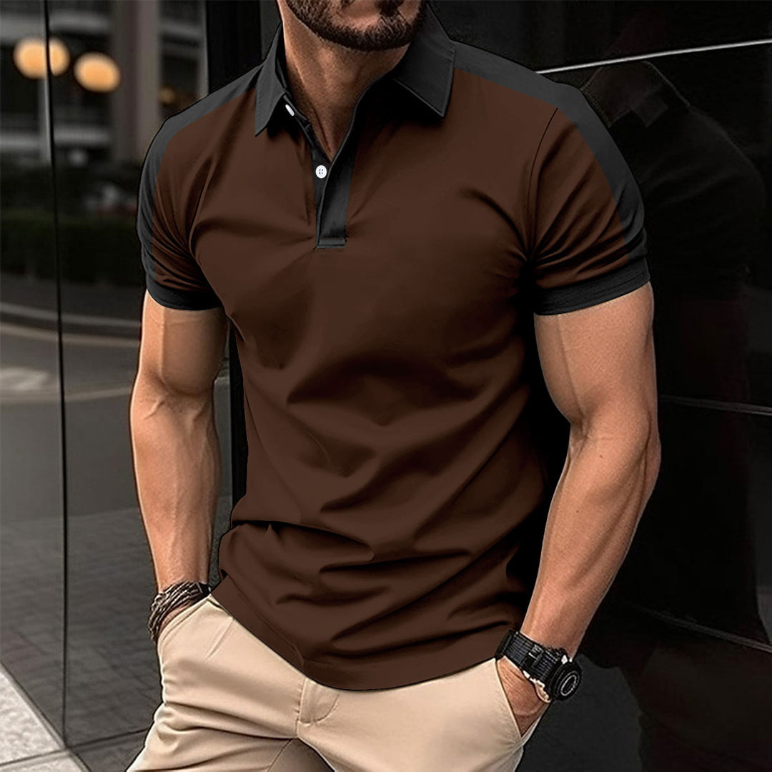 Herrer sporty kortærmet polo med åndbare indsatser og moderne ståkrave Stilla