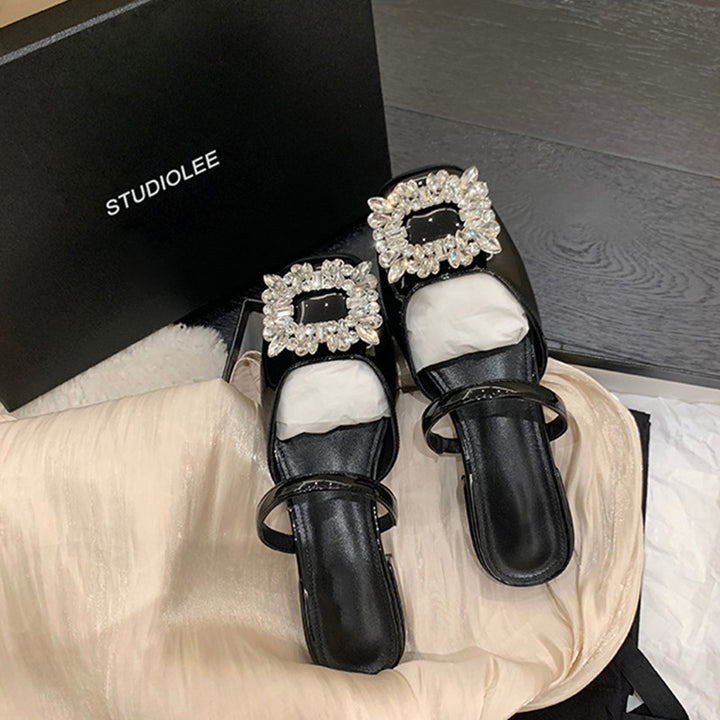 Dame sko sandaler med glitrende krystal spænde og elegant design Stilla