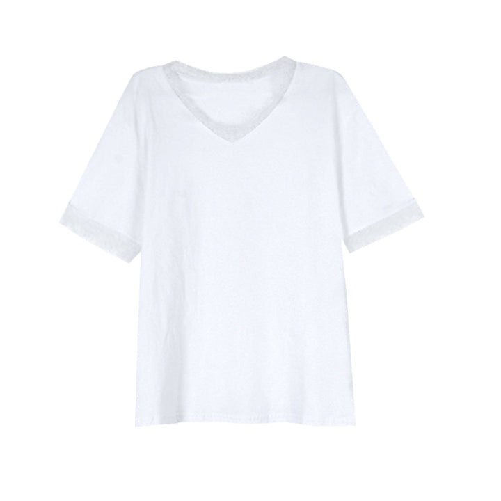 Dame Oversized T-shirt med sarte spidsede detaljer og V-udskæring Stilla