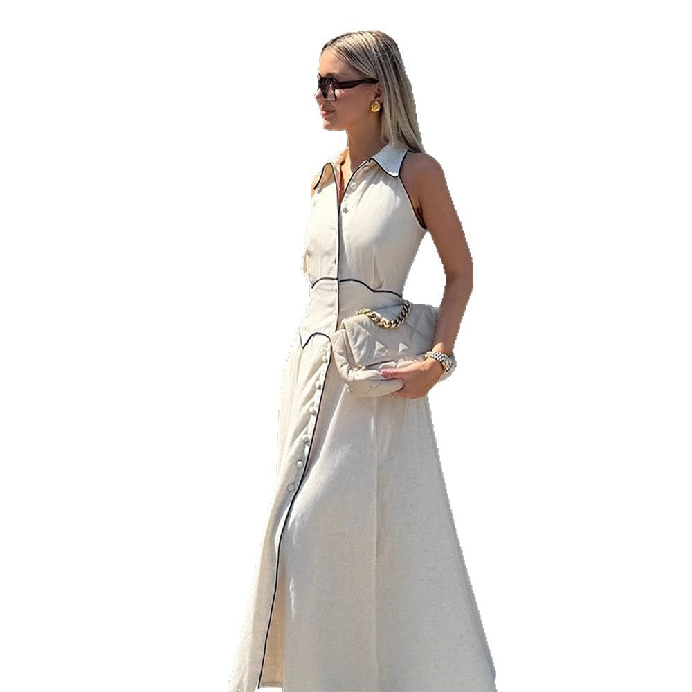 Dame wrap dress med elegant krave og knapdetaljer Stilla