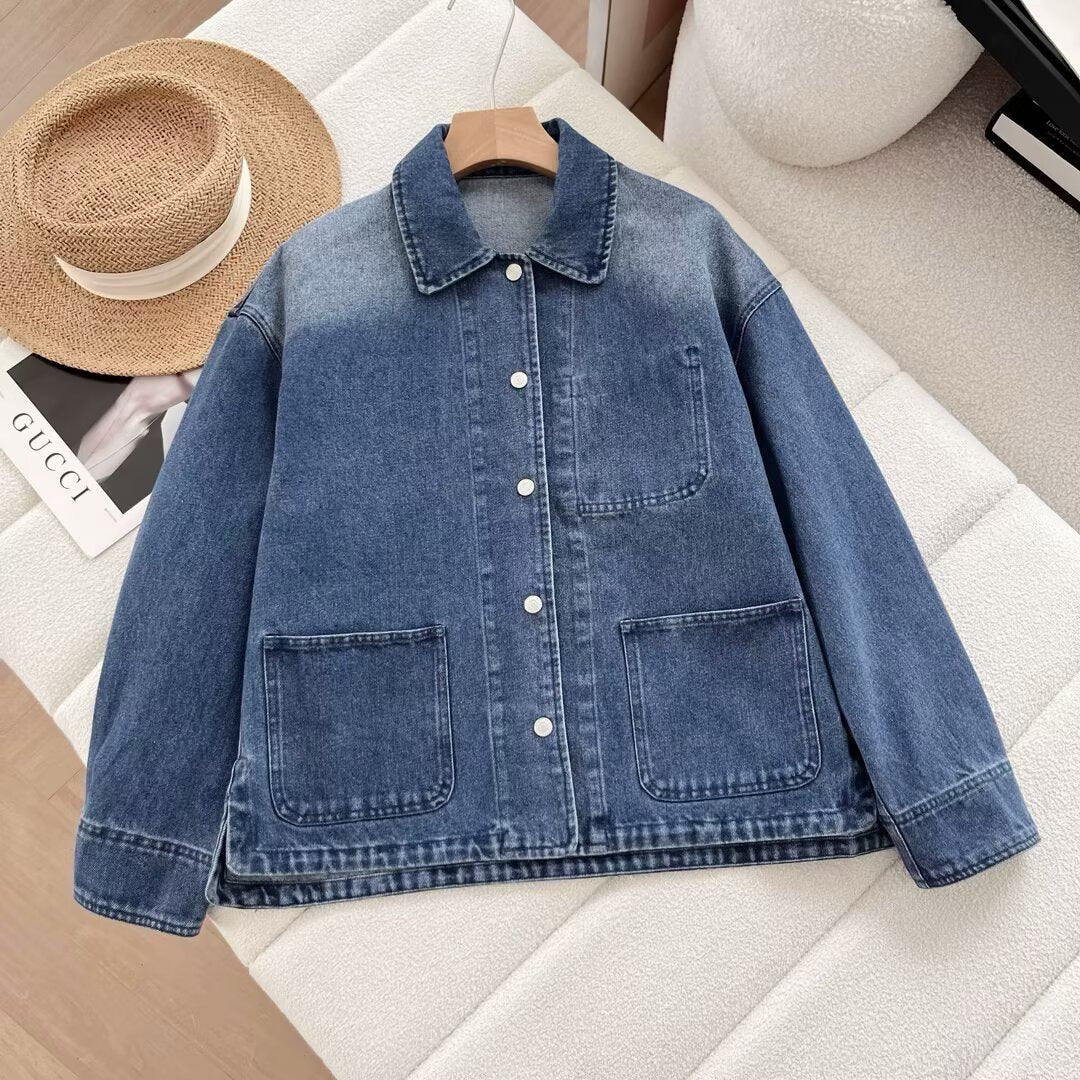 Kvindernes afslappede denimjakke med moderne lommer Stilla