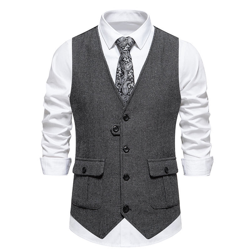 Herrer Elegant Fiskebensmønster Vest Stilla