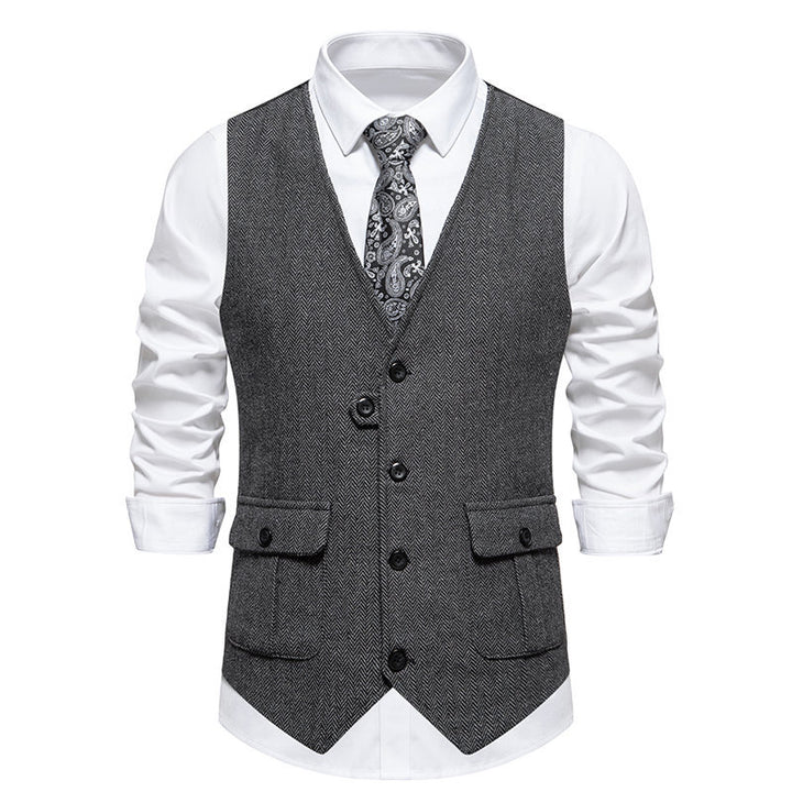 Herrer Elegant Fiskebensmønster Vest Stilla
