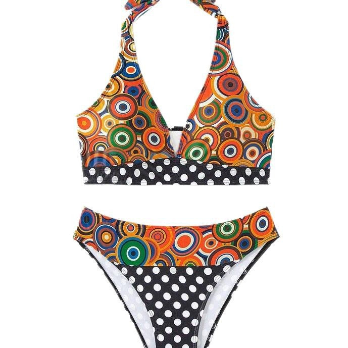 Damer Triangel-Bikini med moderne grafisk mønster Skovae
