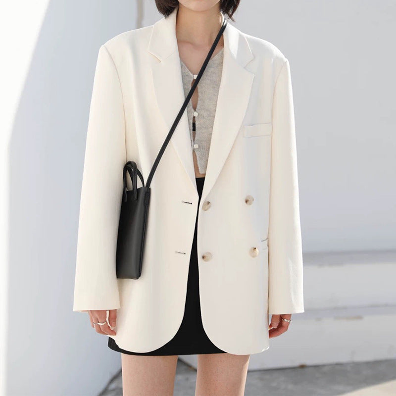Dame elegant oversized Blazer med dobbelt knaplukning og struktureret design Stilla