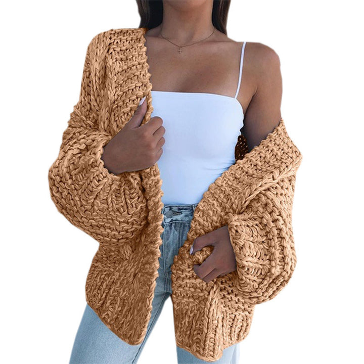 Kvinders chunky strikket cardigan med oversized pasform og afslappet design Stilla