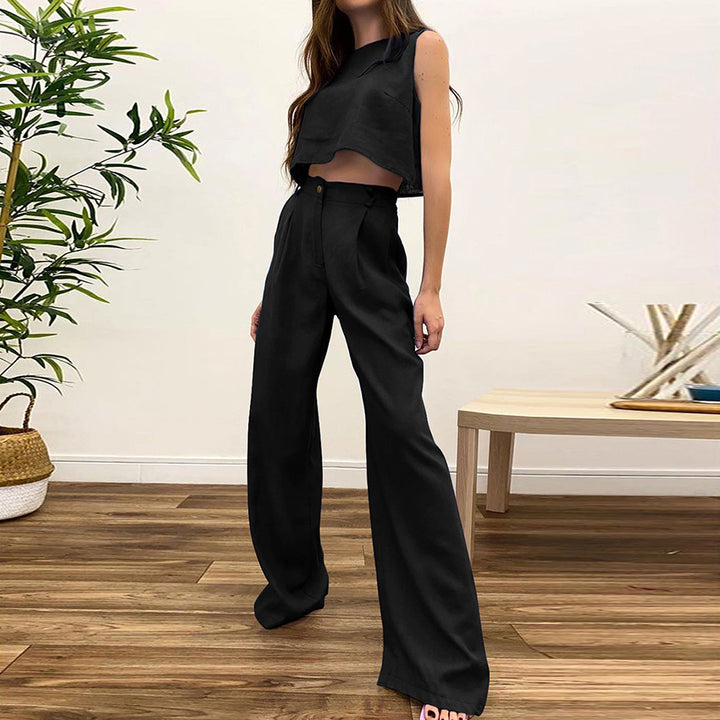 Dame sæt bestående af crop top og brede bukser Stilla