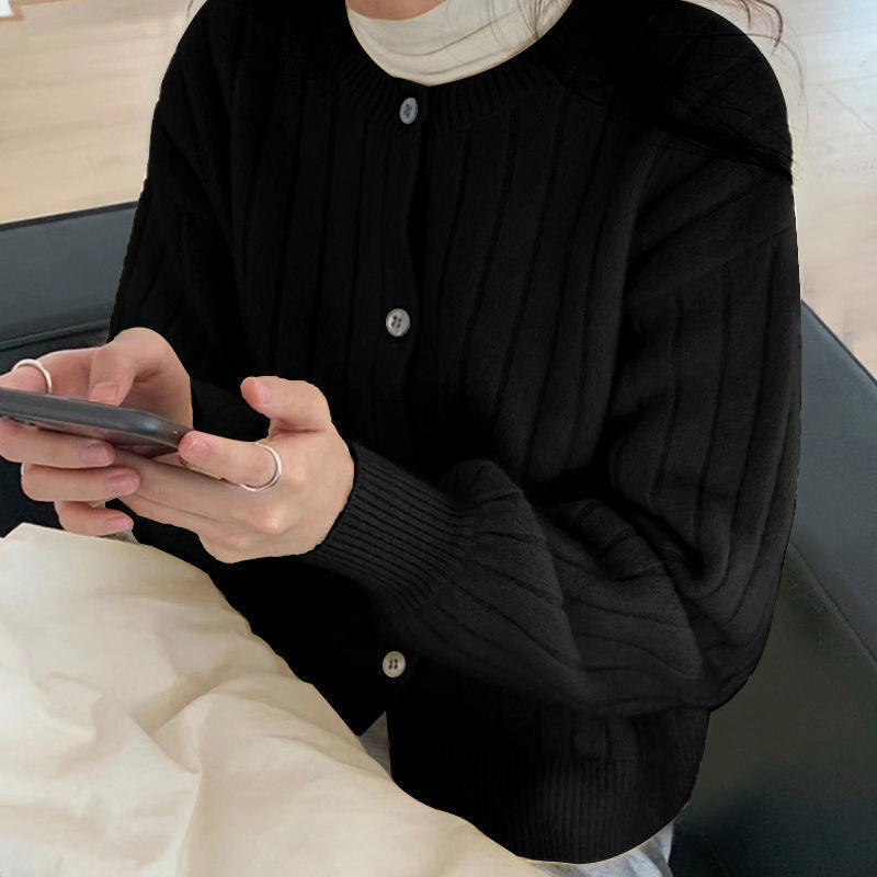 Dame hyggelig knap cardigan med ribbet tekstur Stilla
