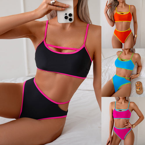 Damebikini med høj snit og sporty detaljer Stilla