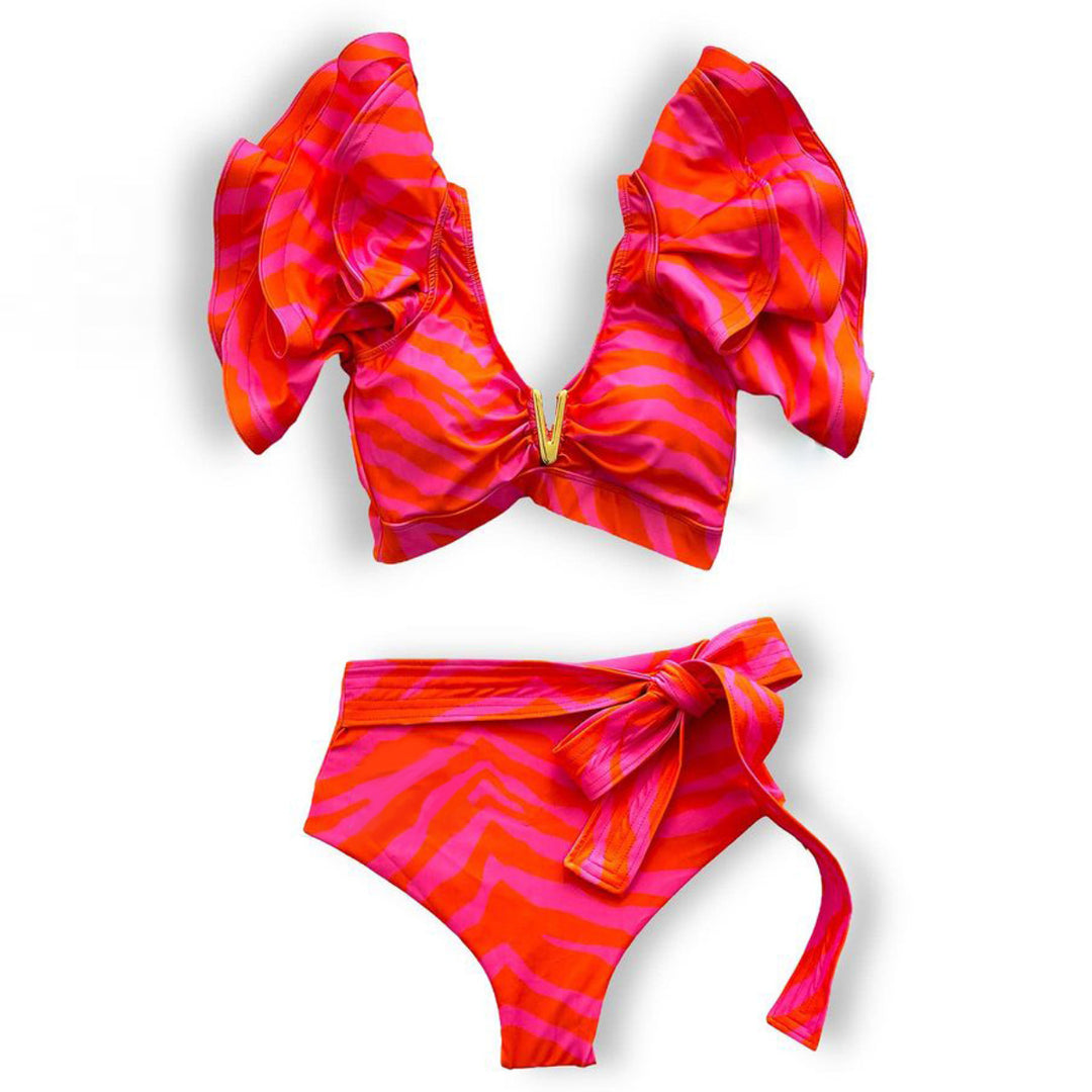 Dame Bikini-sæt med legende rufledesign og elegante bånddetaljer Stilla