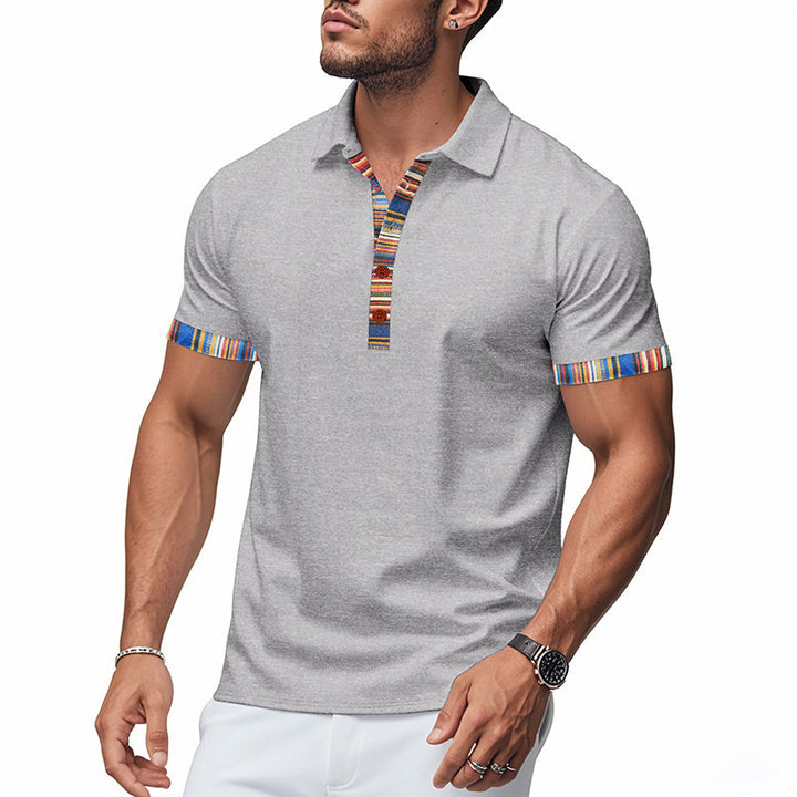 Herre polo shirt med farverig krave og ærmekant Stilla
