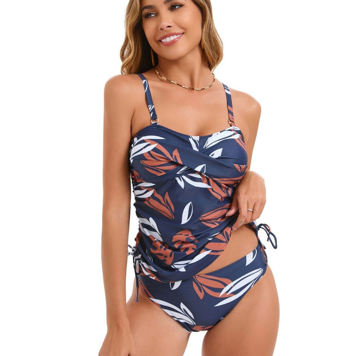 Dame Tankini med moderne draperingsdesign og stilfuldt blomster mønster Stilla