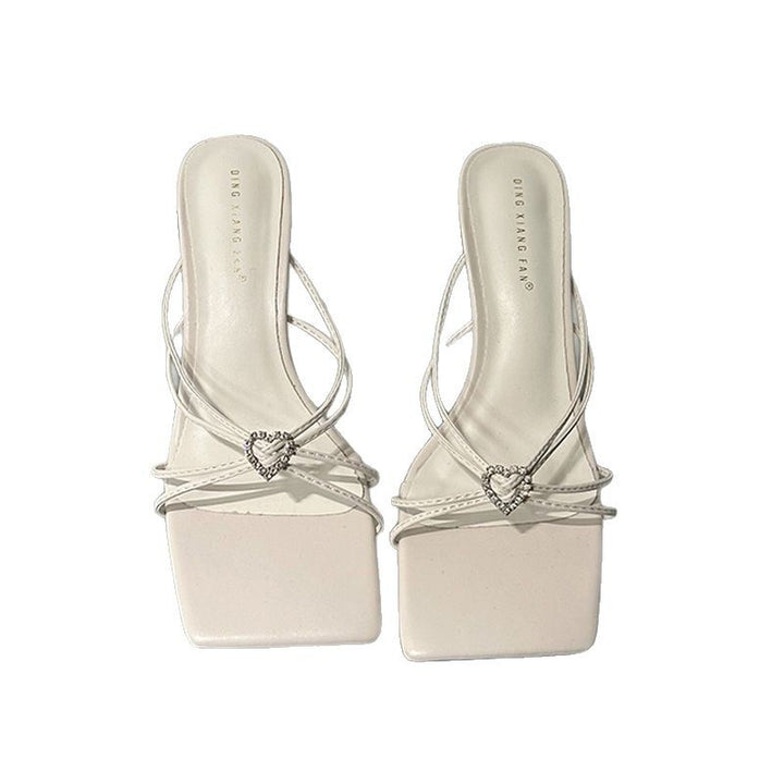 Dame Sling-sandaler med elegant hjerte-spænde og høj hæl Stilla