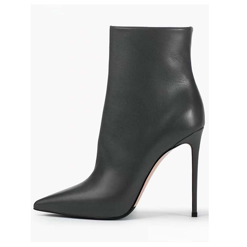 Femme Spidsesko-Ankel-Stiletto-Boots med skulptureret hældetalje Stilla