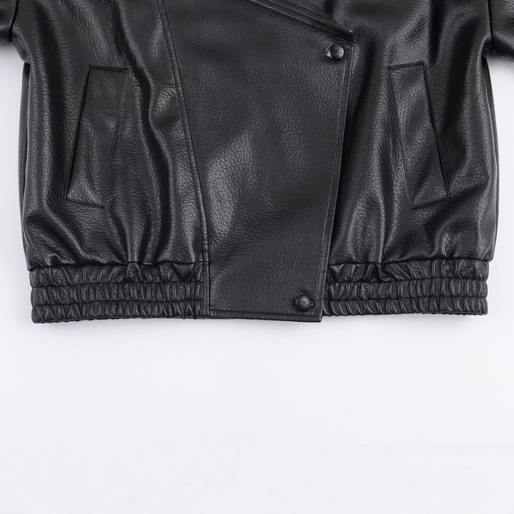 Kvinders fashionable faux læderjakke med elegant revers Stilla