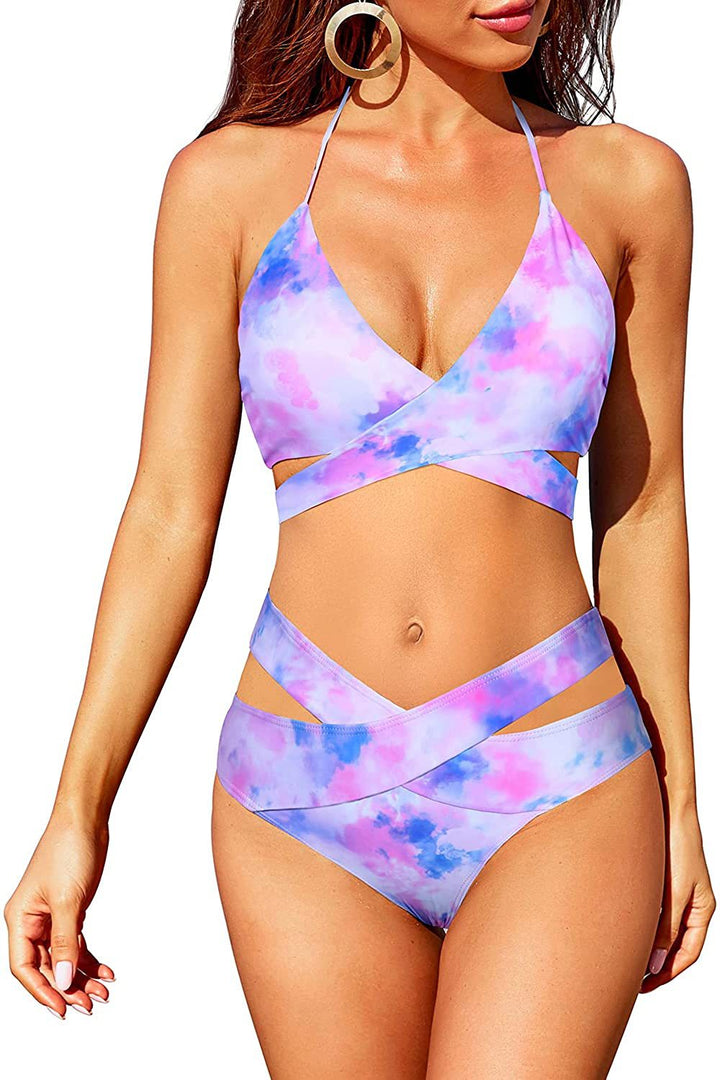 Dame bikini sæt med trendy indpakning top og højtaljede underdele Stilla
