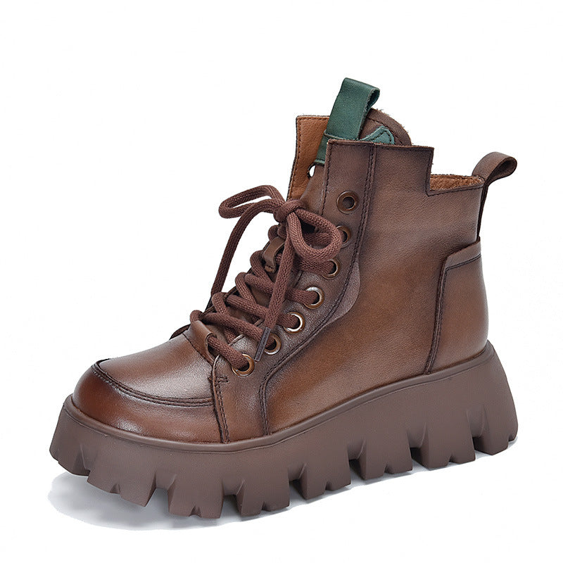 Dame Chunky Snørebånd Støvler med tyk Platform Såle og Fashionabelt Design Stilla