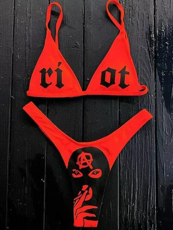 Dame Bikini-sæt med spændende grafikdesign Skovae