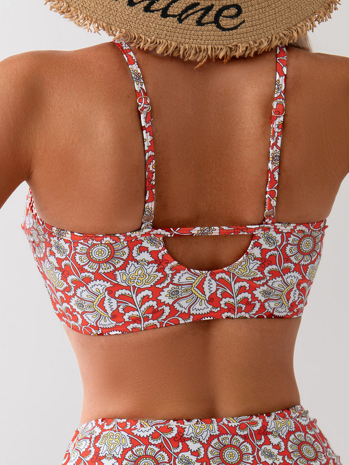 Dame Højskåret Floral-Print Bikini Sæt Stilla 1750838954
