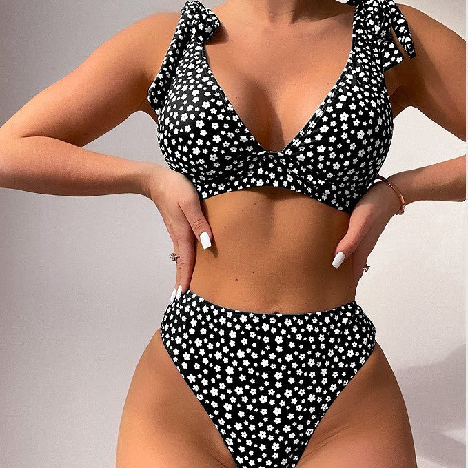 Dame Floral Print Tie-Back Bikini Sæt Stilla
