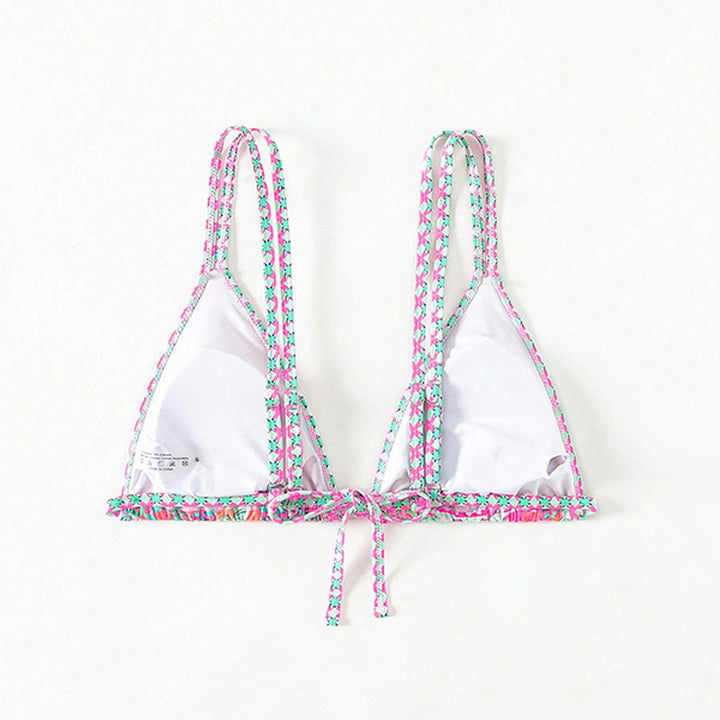 Damer triangel-bikini med legesygt mønstermix og justerbare stropper Skovae