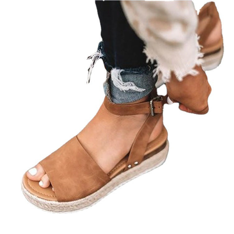 Dame platform-sandaler med justerbar ankelrem og jute-detaljer Stilla