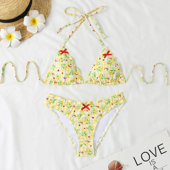 Dame Triangle Cut Blomster Bikini Sæt Stilla