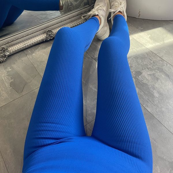 Dame Høj Kvalitet Ribbet Design Leggings med Høj Talje Skovae