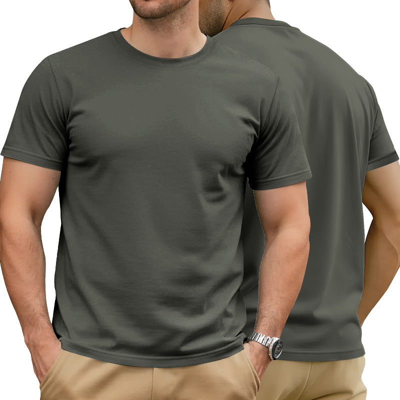 Herren nan Basic Kortærmet T-shirt lavet af kvalitets bomuldsblanding med rund halsudskæring, flade syninger og Regular Fit Skovae