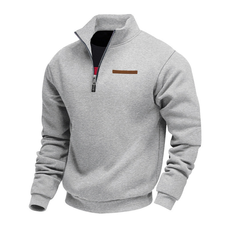 Herrer nan halv-zip sweatshirt lavet af tung fleece med ståkrave og skjult brystlomme Skovae