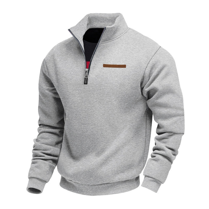 Herrer nan halv-zip sweatshirt lavet af tung fleece med ståkrave og skjult brystlomme Skovae