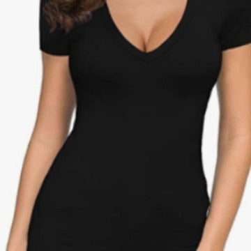 Dame Figurtilpasset V-hals T-shirt Skovae