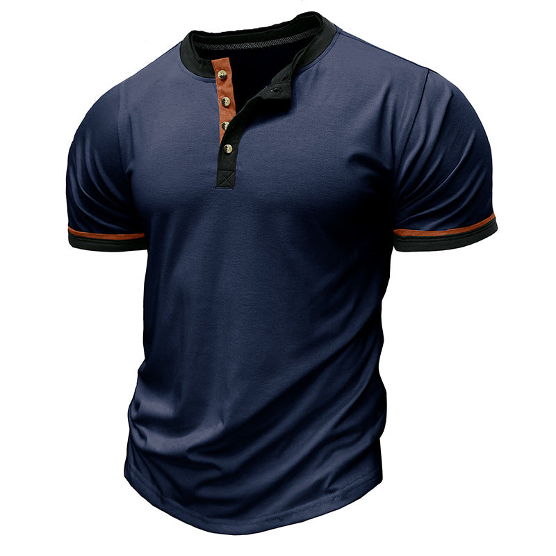 Herrer Korte ærmer Henley-shirt med struktureret krave Stilla