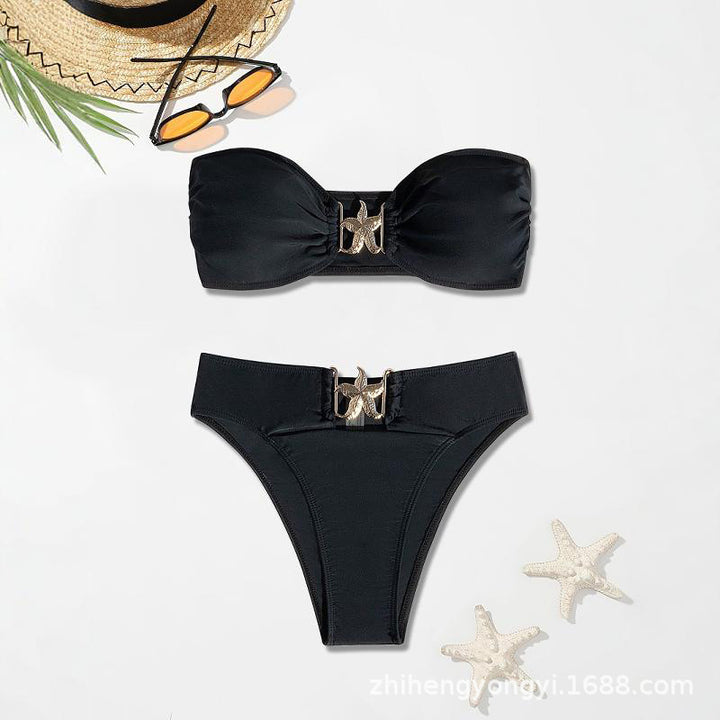 Dame bandeau bikini med elegant designelement Skovae