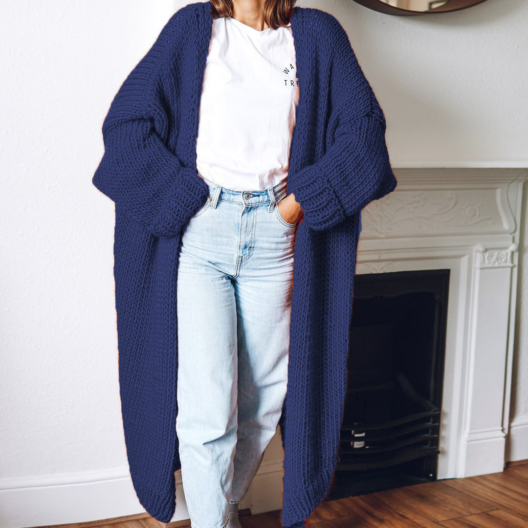 Kvinders chunky strik cardigan med behagelig oversized pasform og dybe lommer Stilla